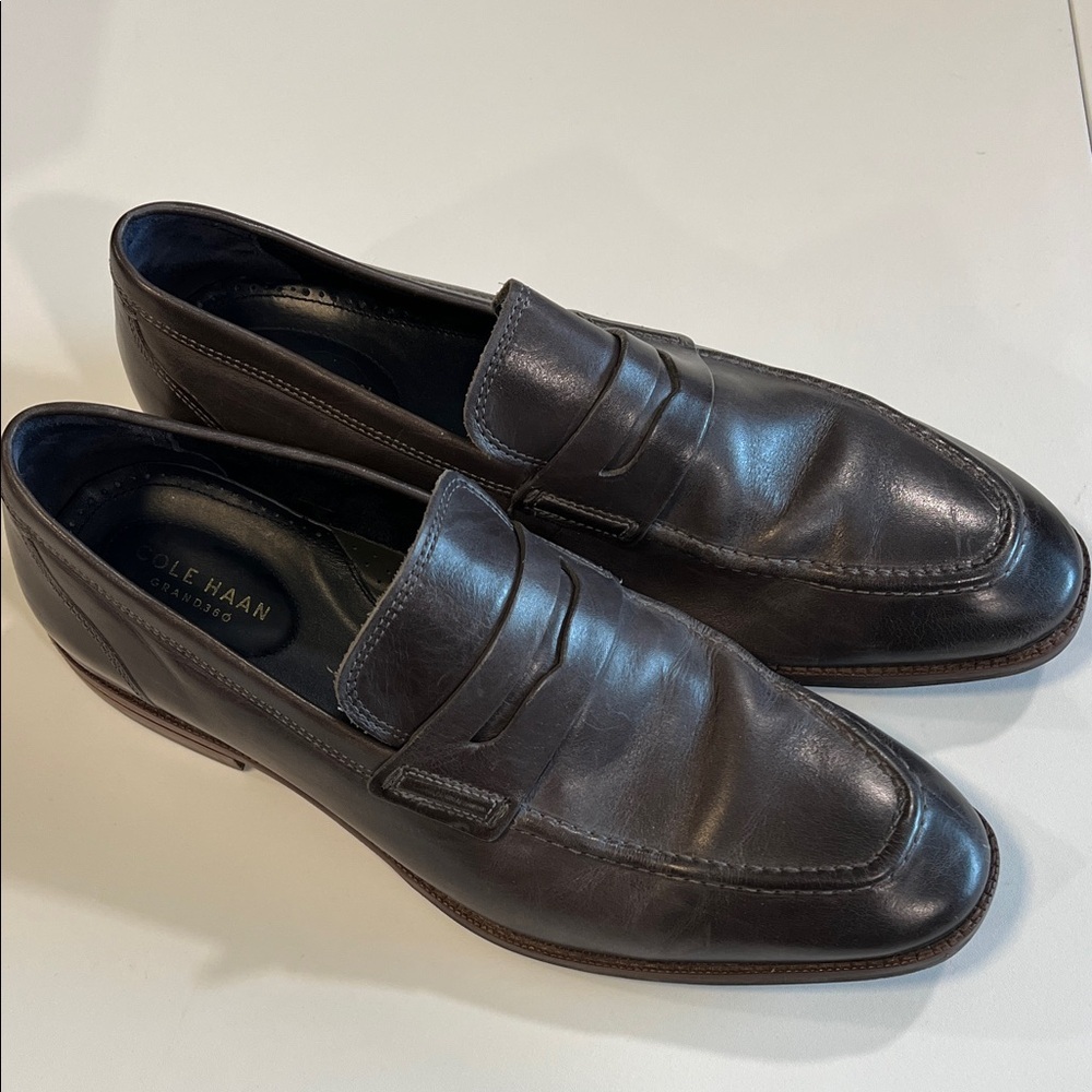 Cole Haan Grand 360 - Men's Dark Brown/Gray Leather‎ Slip-Ons, 10.5